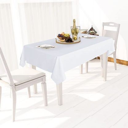 sancua 100% Waterproof Rectangle PVC Tablecloth - 60 x 60 Inch - Oil Proof Spill Proof Vinyl Table Cloth, Wipe Clean Table Cover for Dining Tables, Buffet Parties and Camping, White