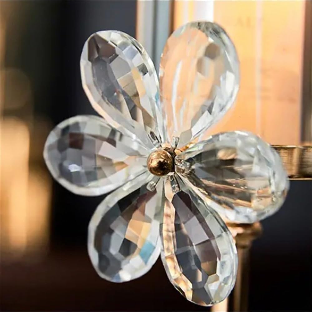 Candlestick Holders Light Luxury Crystal Petal Glass Candlestick Retro Table Decoration Ornaments Candle Holder Candle Holders(Amber,Small)