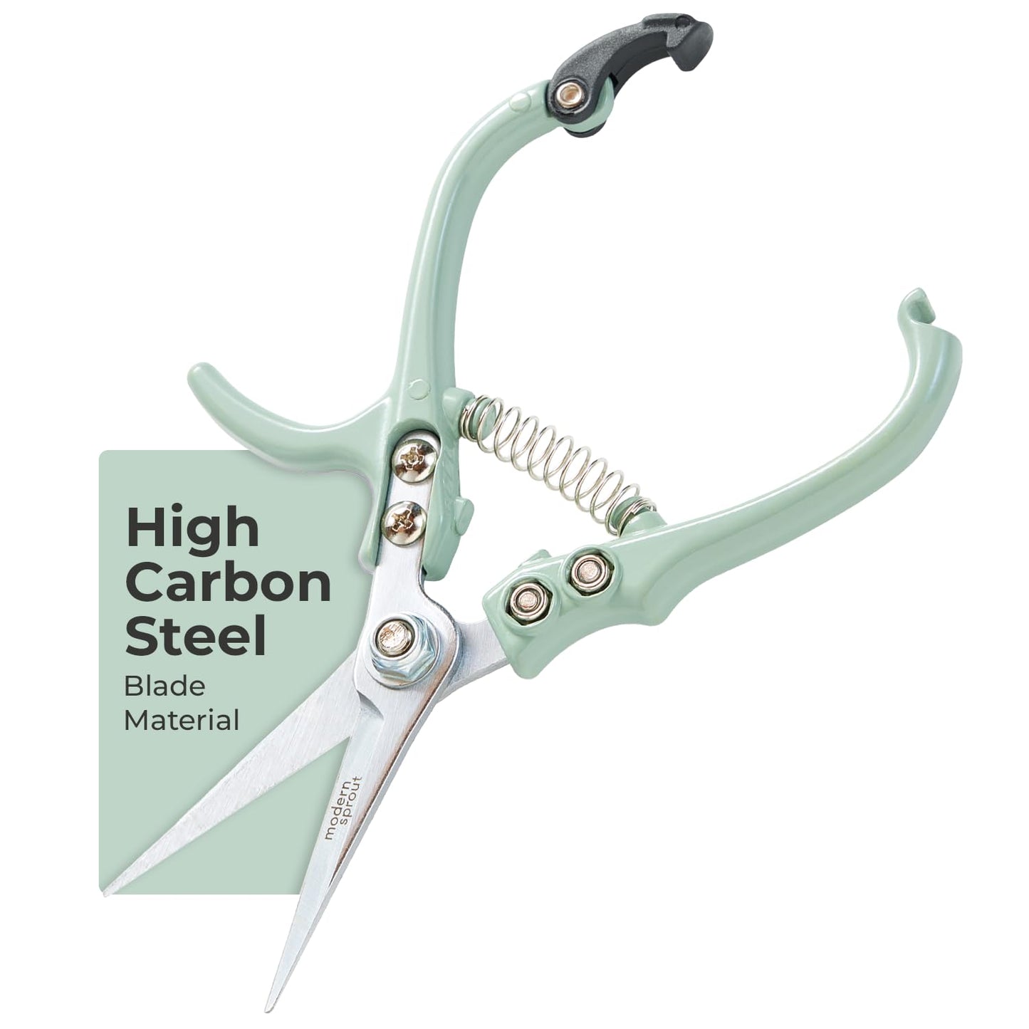 Modern Sprout Pruning Shears - Herb Snipping Scissors- Lightweight Gardening Tools W/Easy Lock - Flower Cutter Garden Shears - Carbon Steel Blade + Reusable Holster (Sage, 1-Pack)