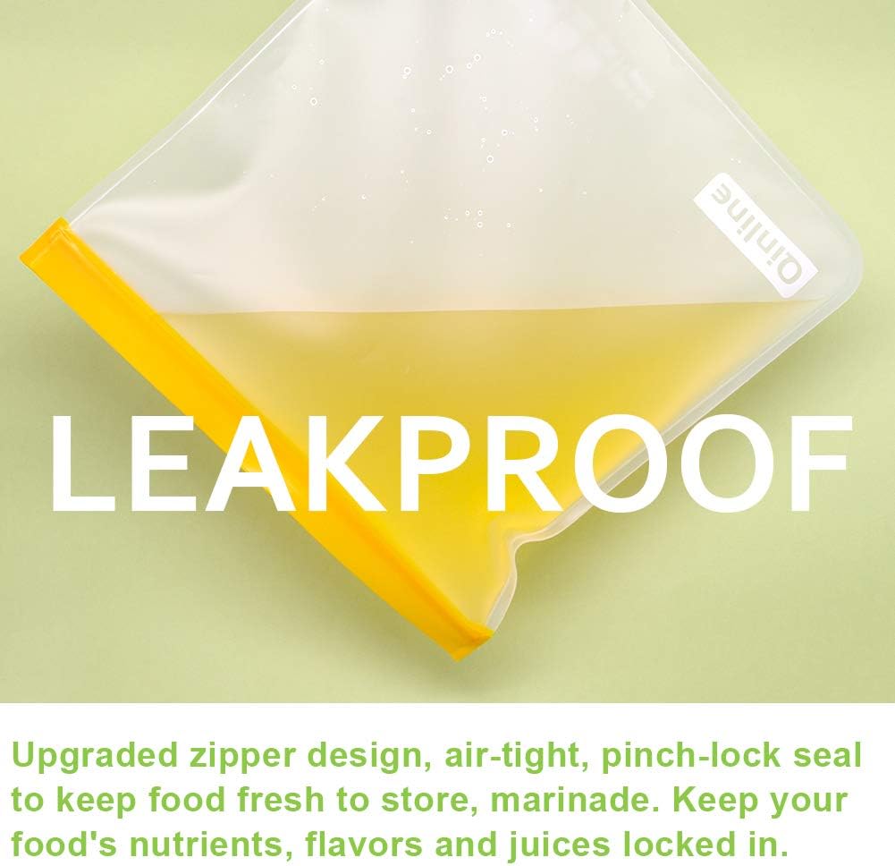 Reusable Food Storage Bags - 24 Pack Freezer Bag, Reusable Bags Silicone, Extra Thick Leakproof Lunch Bag