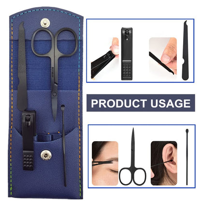 Manicure Set, Professional Women Nail Clippers Kit 4PCS， Stainless Steel Nail Cutter Care Tools Professional Grooming Kits, PU Leather Travel Case （rose gold）