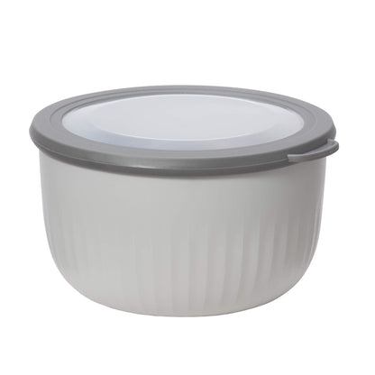 Oggi Prep, Store & Serve Plastic Bowl w/See-Thru Lid- Dishwasher, Microwave & Freezer Safe, (2.6 qt) Lt Gray w/Dk Gray Lid