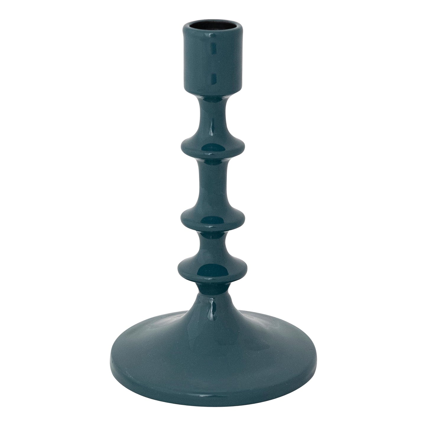 Creative Co-Op Enameled Aluminum Taper Holder, Teal