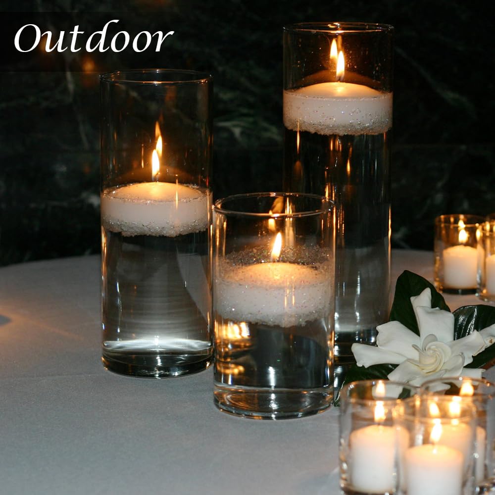 3inch White Floating Candles, 36PACK 13-15Hours Unscented Dripless Wax for Cylinder Vases, Centerpieces at Wedding, Birthday,Party, Pool, Holiday (36PACK, White)