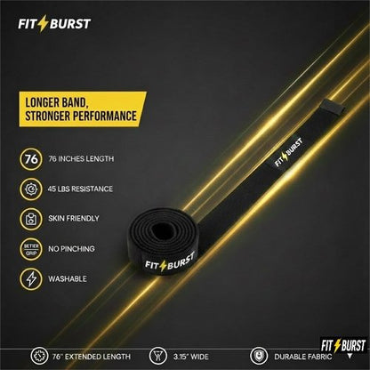 FIT Burst Fabric Resistance Band 76 Inch Extra Long – Resistance Bands for Working Out & Resistance Bands for Physical Therapy, Non-Slip Exercise Band for Men & Women, Stretching & Home Fitness