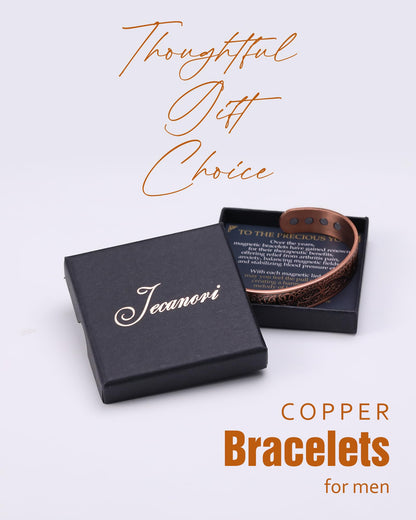 Jecanori Magnetic Copper Bracelet for Men, 99.99% Pure Solid Copper Bracelets With 12X Strength Magnets, Ideal Gift