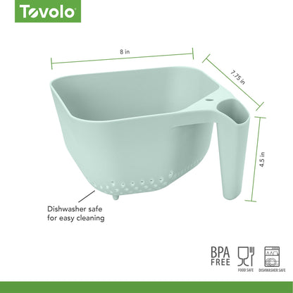 Tovolo Tovolo 3 Quart Colander BPA Free Food Safe Plastic Strainer with Handle Heavy Duty Heat Resistant Pasta and Veggies Kitchen Drainer Steam Basket Dishwasher Safe, Charcoal Gray