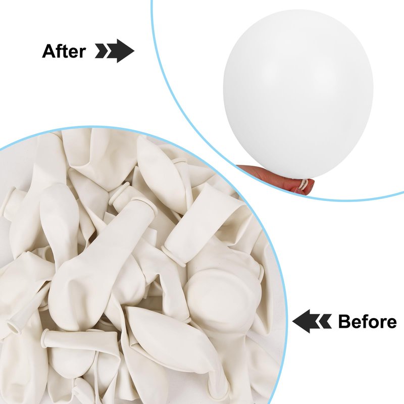APLANET 150pcs White Balloons Different Sizes 18 12 10 5 Inch, Latex Balloons for White Themed Birthday Wedding Baby Shower Party, Grad Anniversary Supplies, Arch Kit Decoration