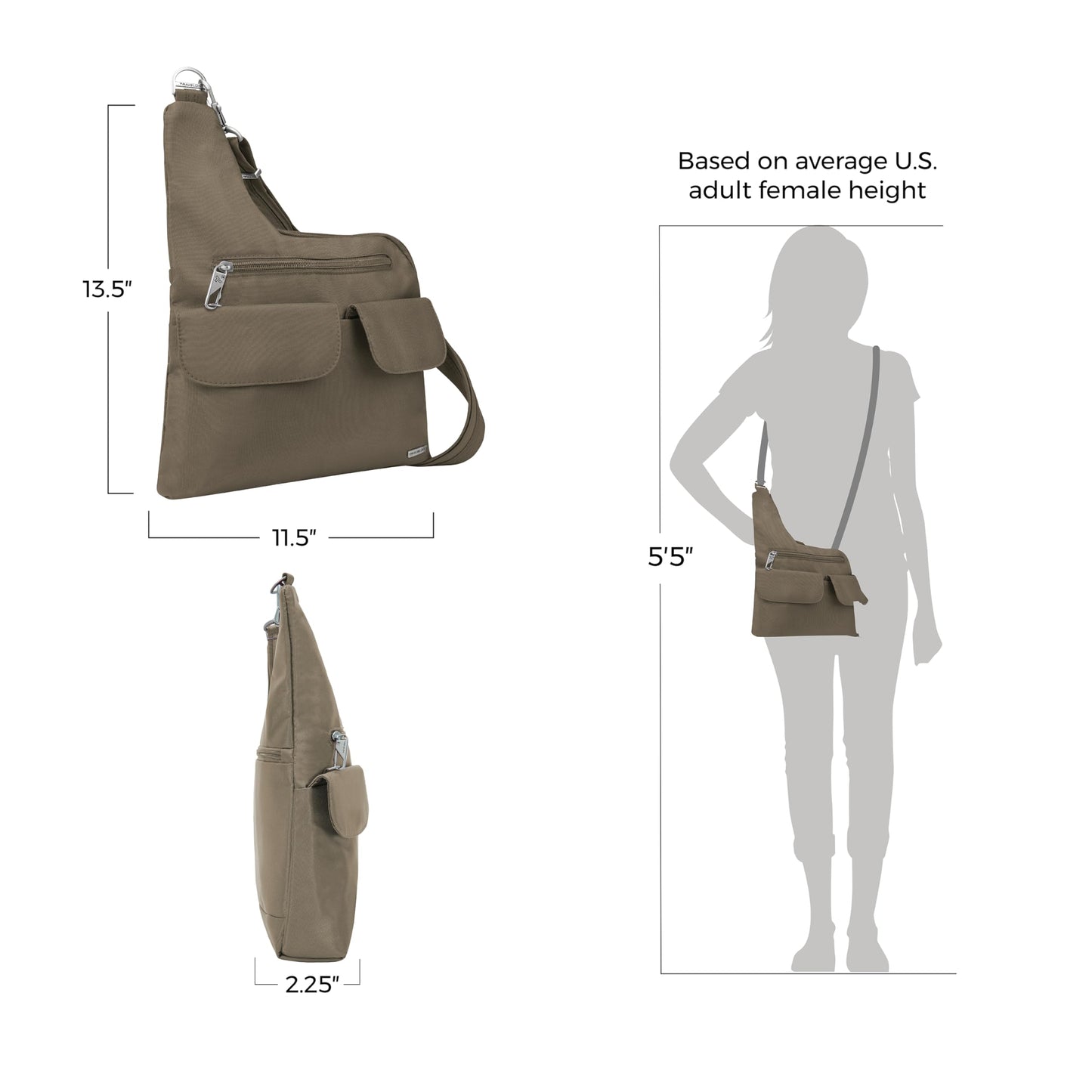 Travelon Anti-Theft Cross-Body Bag, Two Pocket