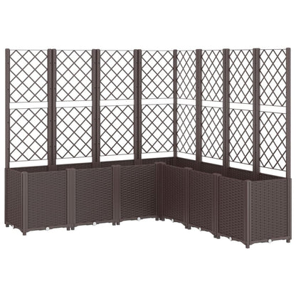 Yamxder Modular Garden Planter with Trellis 63 x 63 x 55 in Brown UV-Stable Polypropylene Raised Bed for Climbing Plants Modern Outdoor Box for Patio Balcony Terrace