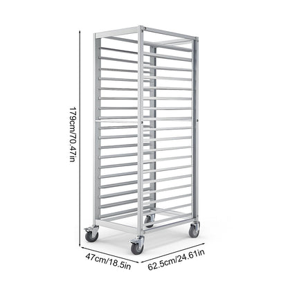 18 Tier Aluminum Home Commercial Kitchen Bakery Cooling Rack with 4 Wheels Commercial Bun Pan Bakery Rack for Restaurant Cafeteria Pizzeria
