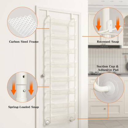 MIAOLI Over The Door Pantry Organizers and Storage, 6-Tier Spice Rack, Home & Kitchen Storage Shelves for Cabinet, Large Capacity Hanging Seasoning Organizer, Laundry Room Organization, Black