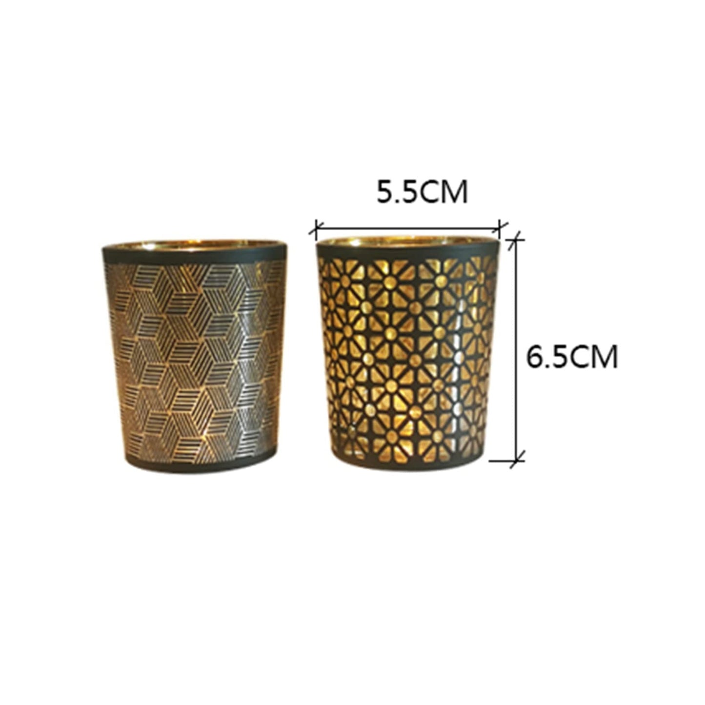 Candlestick Holders 4PCS Candle Holder Gold Cup Candlestick Column with Geometric Patterns Desktop Tealight Holder for Table Christmas Party Decoration Candle Holders