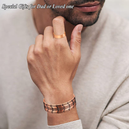 Cigmag 3X Copper Bracelet for Men Triple Ultra Strength Magnets Pure Copper Magnetic Bracelet & Ring Set with Adjustable Sizing Tool