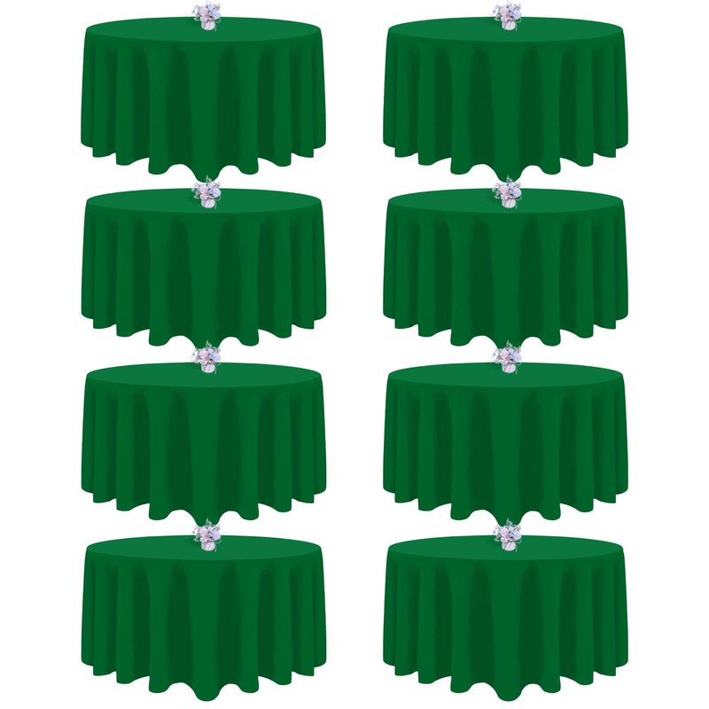 pepmily 8 Pack Green Round Tablecloth 90 Inch Round Table Cloth, Wrinkle Resistant and Washable Tablecloth Polyester Fabric Table Cloth Round Cover for Dining Wedding Banquet Party