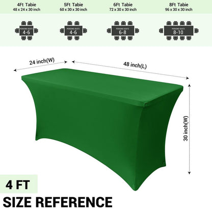 Obstal Spandex Table Cover 4ft Fitted Tablecloth Rectangular - Stretch Folding Table Cloth Rectangle for Birthday Party Wedding Banquet, Emerald Green, 48L x 24W Inch