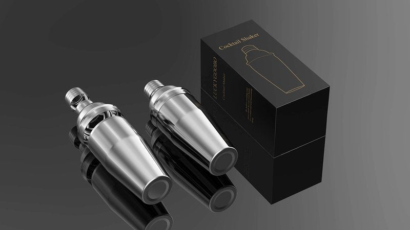 Cocktail Shaker,24 oz Martini Shaker,Food Grade Stainless Steel Martini Mixer Built-in Strainer,Drink Shaker by LUCKYGOOBO,Bartender Kit Gifts. (Black)