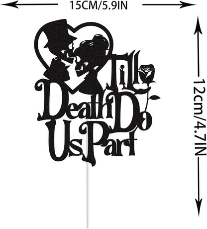 Skiennix Till Death Do Us Part Cake Topper - Skull Silhouette for Halloween Weddings | Party Decorations