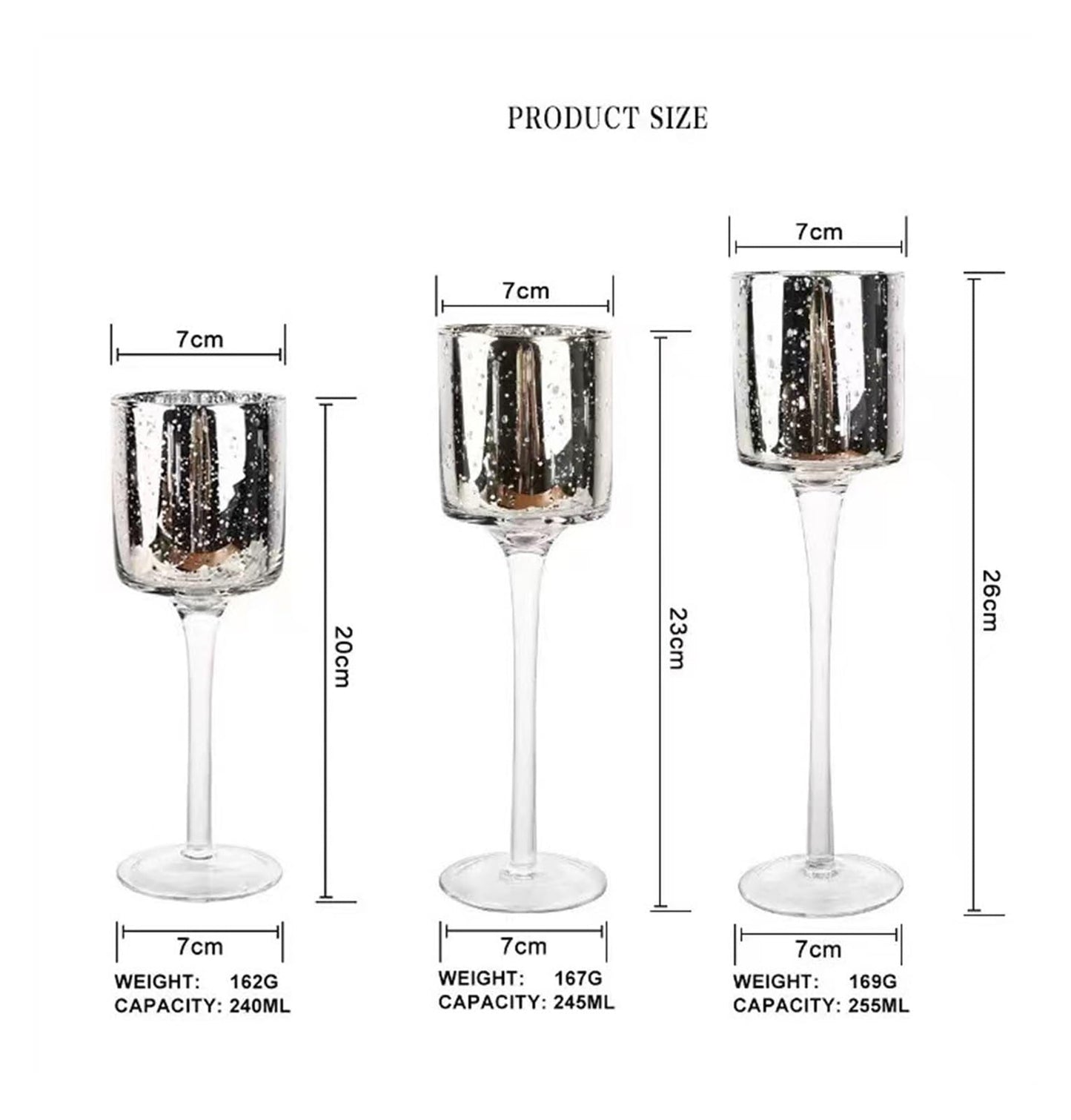 Glass Candle Holder For Table Centerpiece ,Set Of 3 Clear Tea Lights Candle Holder For Table Centerpiece, Elegant Clear Long Stem Candle Holders For Pillar Candles, Floating Candle Holder For Party(Si