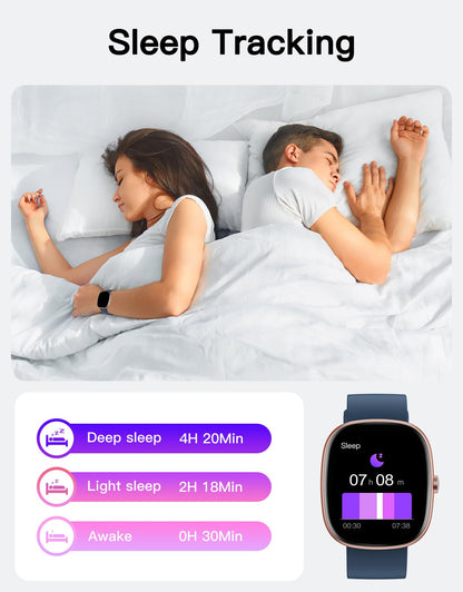 Fitness Tracker 2025 Ver. (Answer/Make Calls), 1.85" Smart Watch Fitness Watches for Women Men with 24/7 Heart Rate Blood Oxygen Monitor Sleep Tracker 100+ Sport Modes IP68 Waterproof (Blue)