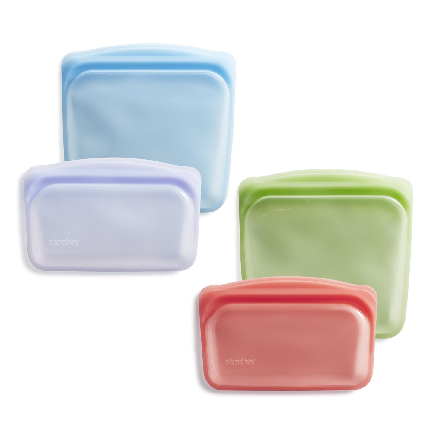 Stasher Premium Silicone Reusable Food Storage Bags, 2-Pack, Clear, Multi-Use Food Storage Bags, Lunch Bag, Travel Containers, BPA Free, Leak-free, Dishwasher-Safe, Eco-friendly