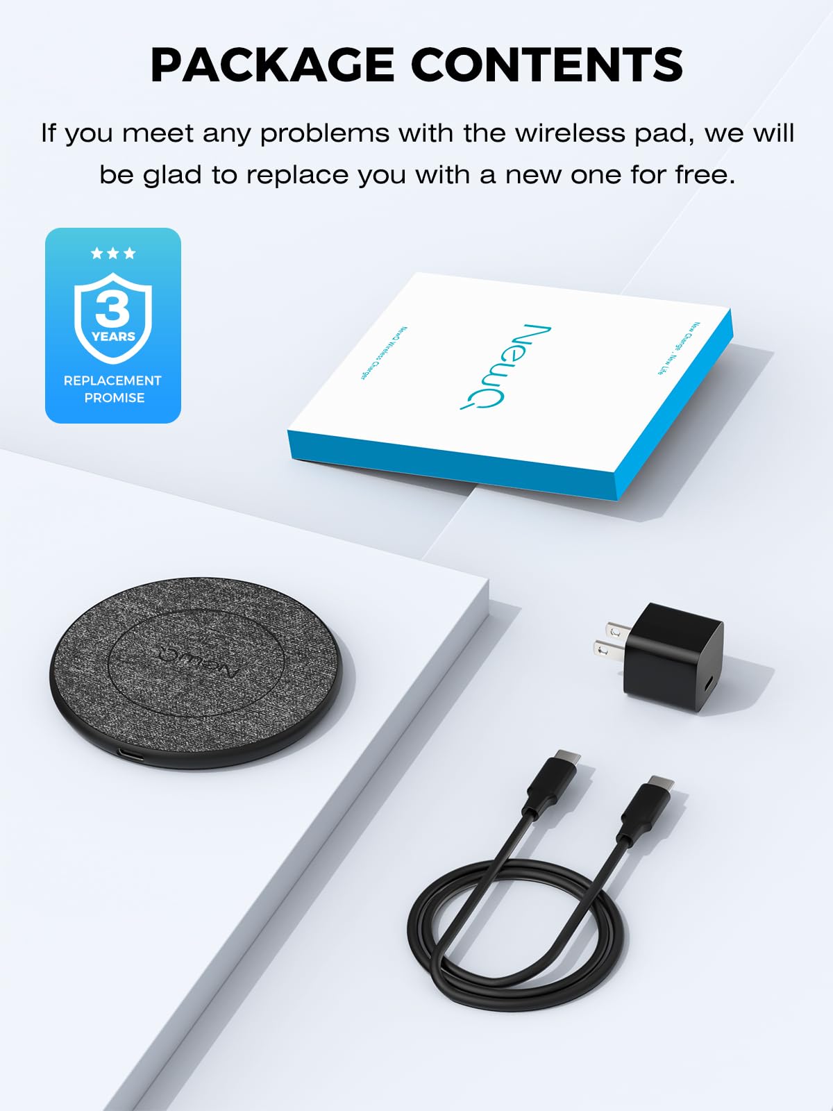 NewQ Wireless Charger, 15W Max Wireless Charging Pad for iPhone 15 14 13 12 11 X 8 Mini/SE/Pro/Max/Plus, Samsung Galaxy S23/S22/S21/S20/S10/S9/S8/S7/Note20/10/9/8, Air Pods/Pro/Galaxy Buds/+, 1 Pack