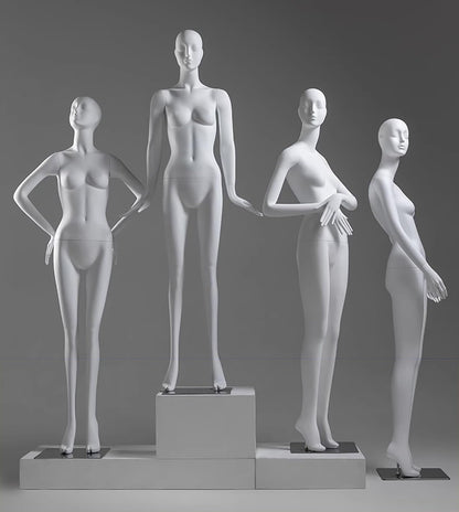 Matte White Female Mannequin with Head, Tall Detachable Dress Form Dummy for Home, Online Shop & Retail Display - Perfect Torso Body(Style4)