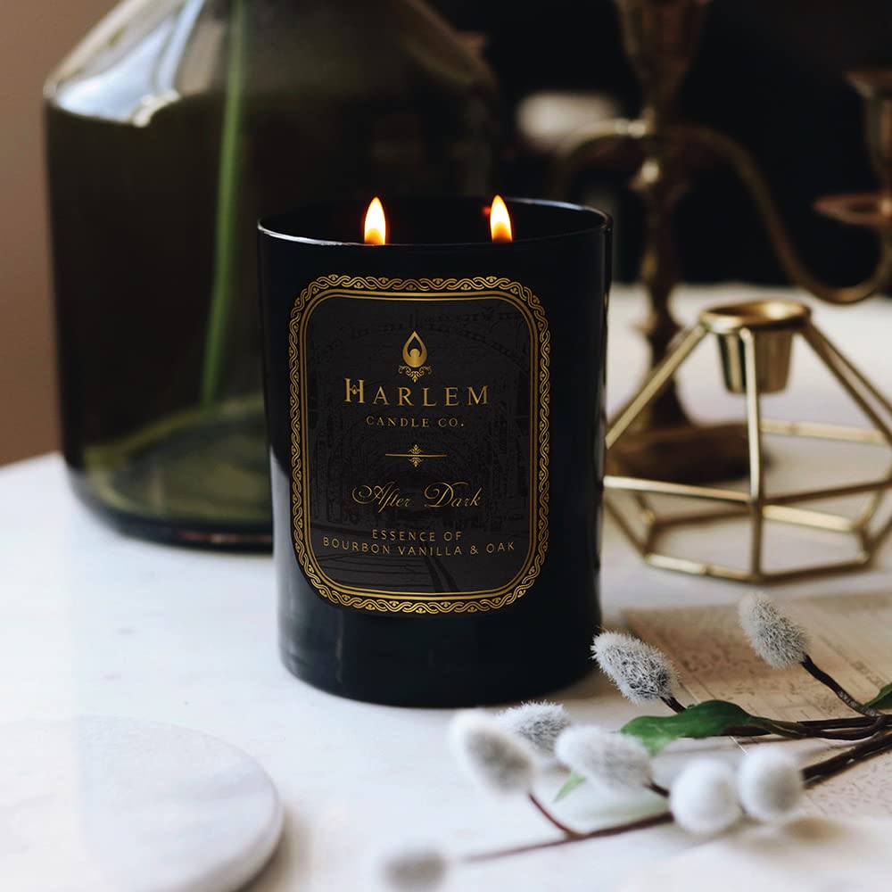 HARLEM CANDLE CO. After Dark - Luxury Scented Soy Candle, 11 oz - 80-Hour Burn Time | Bergamot, Saffron, Bourbon Vanilla, Oak | Scented Candles for Home
