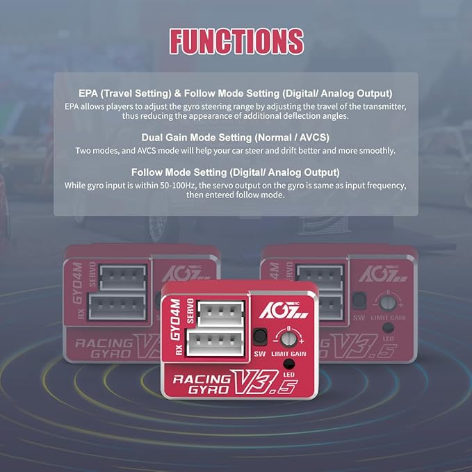 AGFRC Upgraded Mini Z RC Gyros - Mini Gyros for Drifting Mini-Z Car/Full Aluminum 4Gram Precision Red RC Gyro Set for Competition Grade RC Drifting (GY04M V3.5)