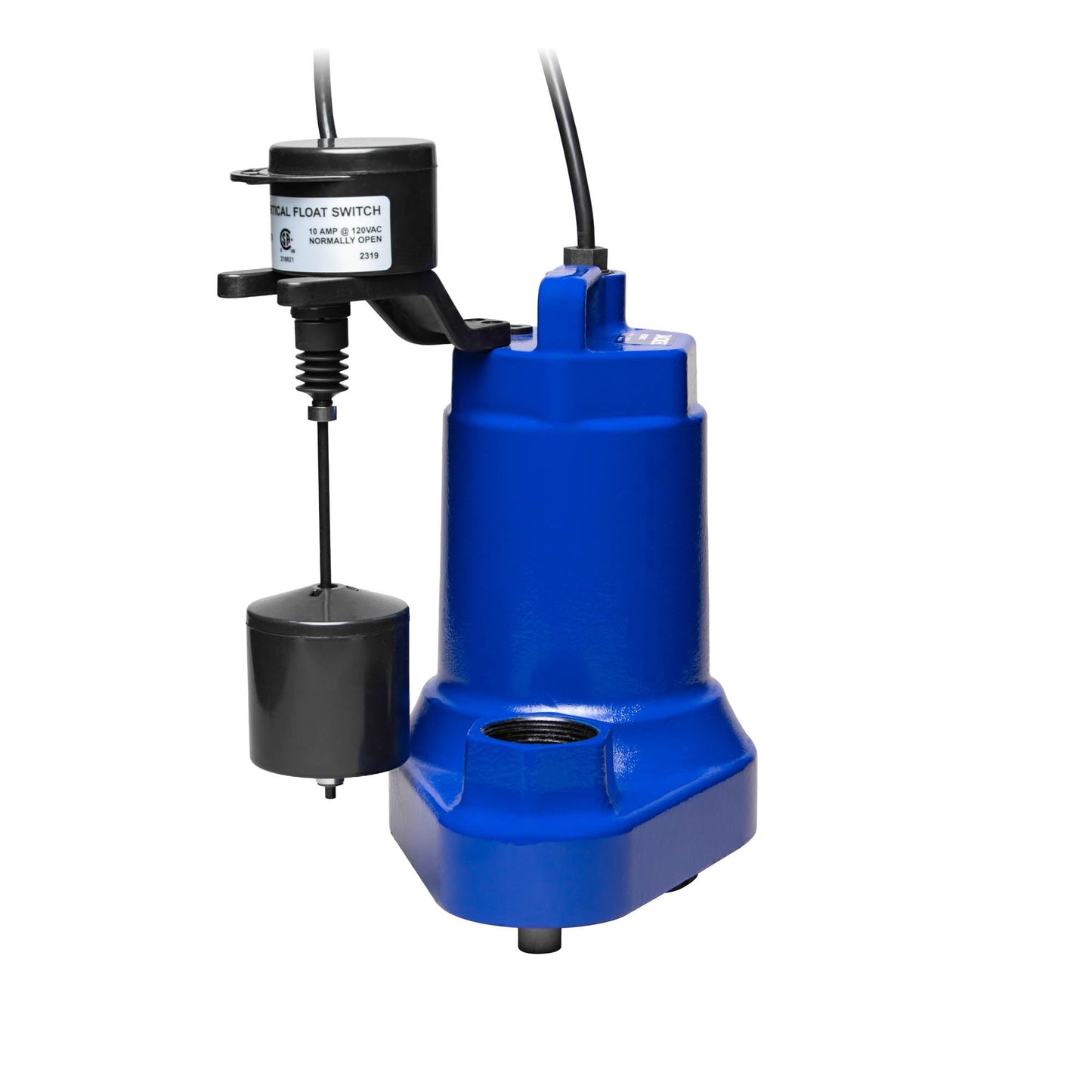 JACKEL 1/2 HP CAST IRON SUBMERSIBLE SUMP PUMP - VERTICAL SWITCH - 10FT PIGGYBACK POWER CORD - CHECK VALVE INCLUDED