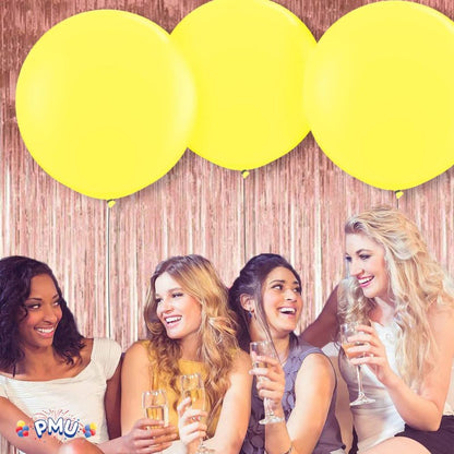 PMU 4 Pcs Premium Latex Balloons - Jumbo Size Balloons for Birthdays, Wedding Parties, Baby Shower, Indoor & Outdoor Party Events & Decoration Supplies - Made in USA, 36 Inch Canary Yellow