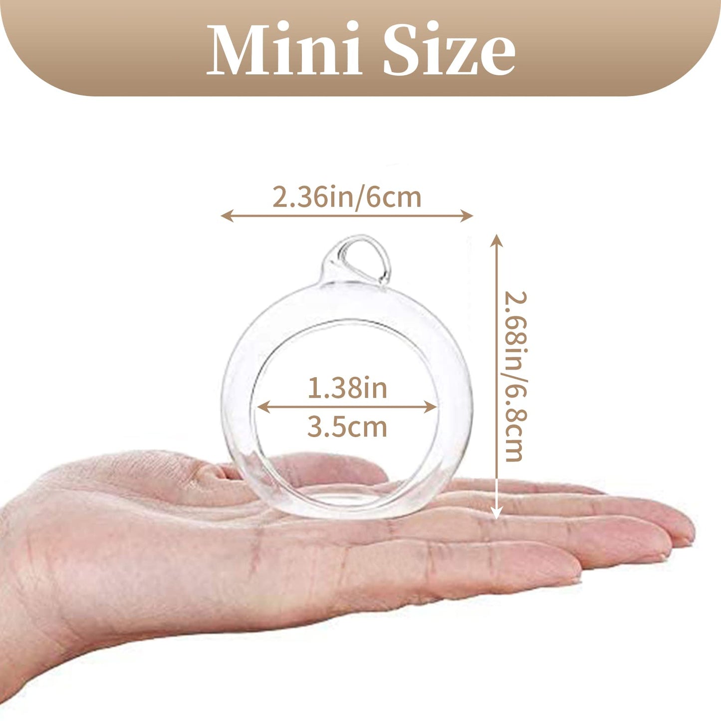 Sziqiqi Hanging Glass Globes Orbs Tea Light Candle Holders fillable with Trinkets for Wedding Ornaments, Wedding Birthday Christmas Party Centerpiece Accessory 2.36inch 100pcs +8 Extra