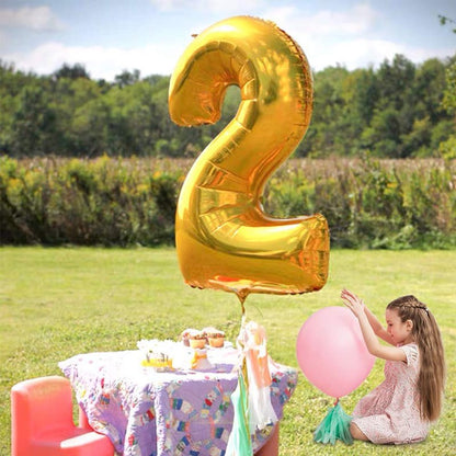 TONIFUL 40 Inch Gold Large Numbers Balloon 0-9 Foil Mylar Big Number Balloon Digital 2 for 2026 Graduation New Year Eve Birthday Party,Wedding, Bridal Shower Engagement Photo Shoot, Anniversary