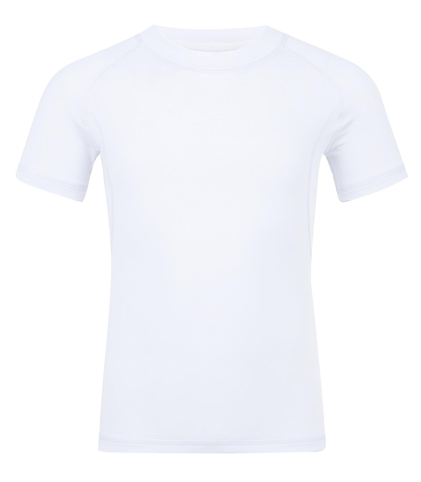 Runceptual Youth Boys Compression Shirt Short Sleeve Kids Quick Dry Base Layer Undershirt Basketball Athletic T-Shirt (US, Alpha, Medium, Regular, White)