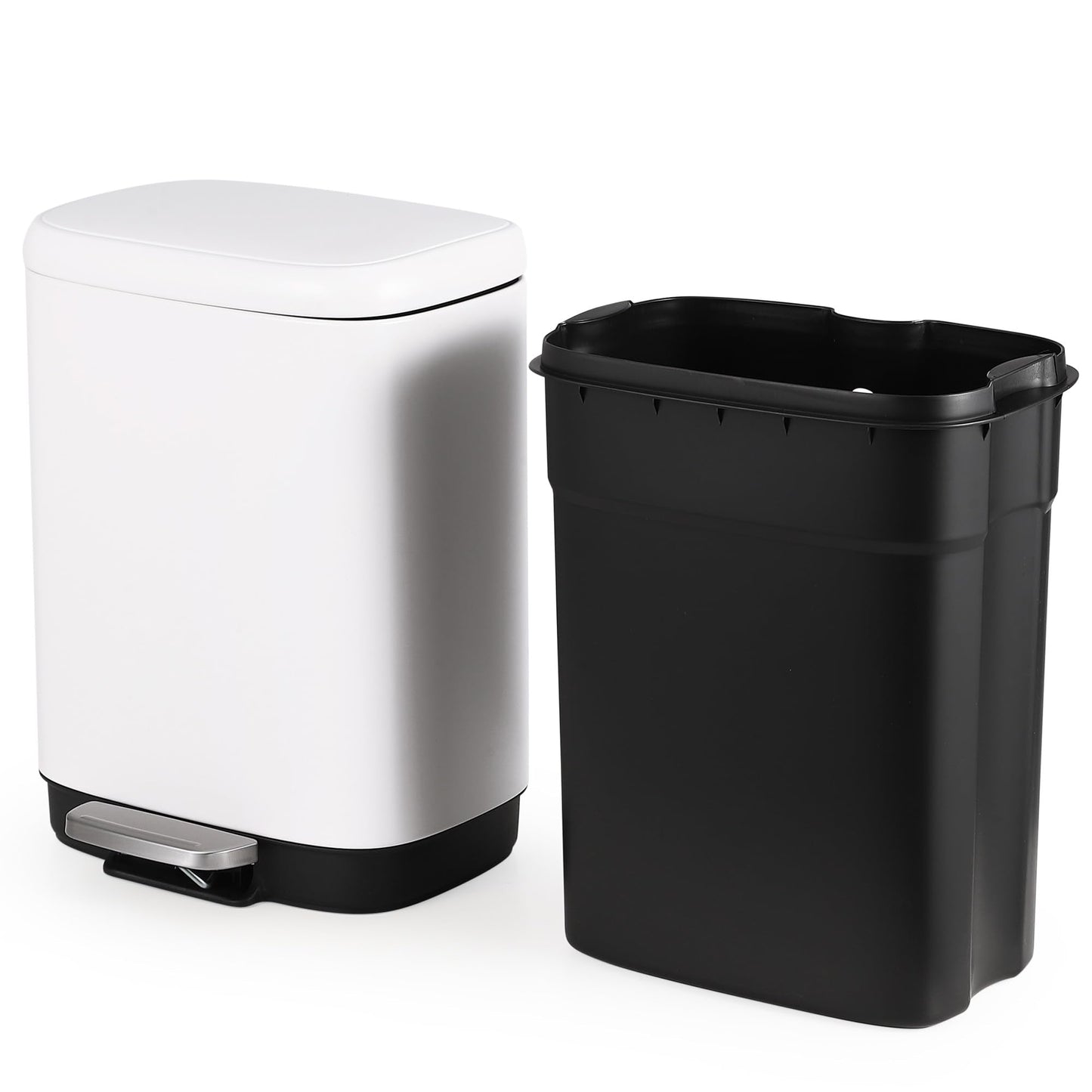 Stainless Steel Trash Can, 3.2 Gallon Lid, Soft Closing Pedal, Fingerprint Resistant, Durable, Suitable for Kitchen Bathroom Trash Can,White