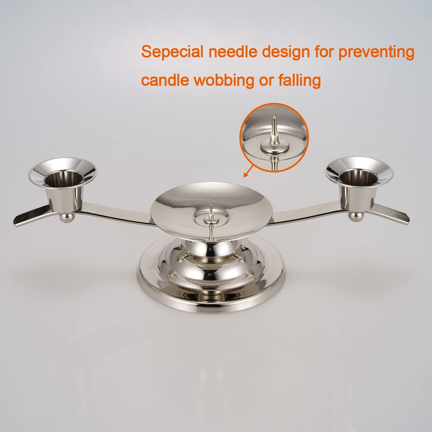 ACHIBANG Metal Unity Candle Holders, 3 Arm Iron Scroll Candlestick Holders for Weddings, Shiny Silver, 11'' x 4.3'' x 3.1''