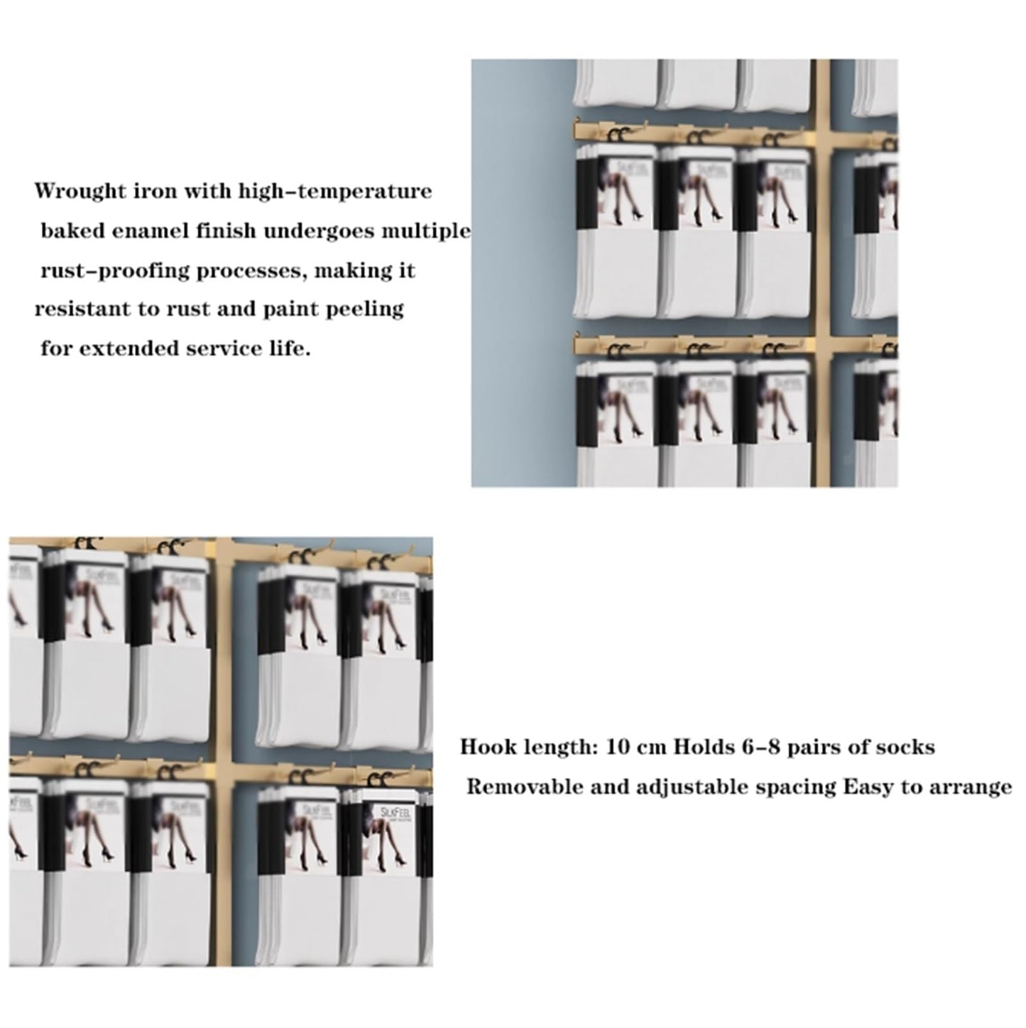100/120/150cm Sock Display Stand, Metals, Retail Underwear Showshelves, Lingerie Bra Rack Swimsuit Organizer Hanger, Commercial Clothing Store Shelf, 4 Tier(80 * 150cm)