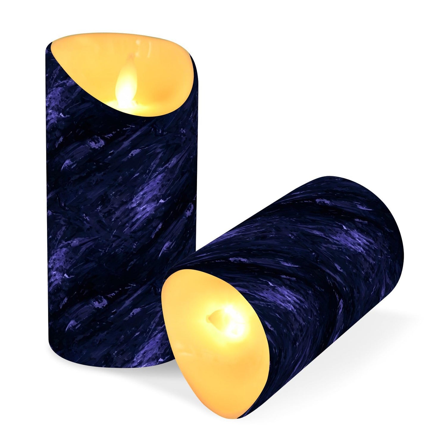 Gravopti Abstract Texture 2 Pack Flameless LED Pillar Candles with Remote & Timer, Battery Operated, Flickering Wax Candle for Wedding, Romantic Home & Party Decor