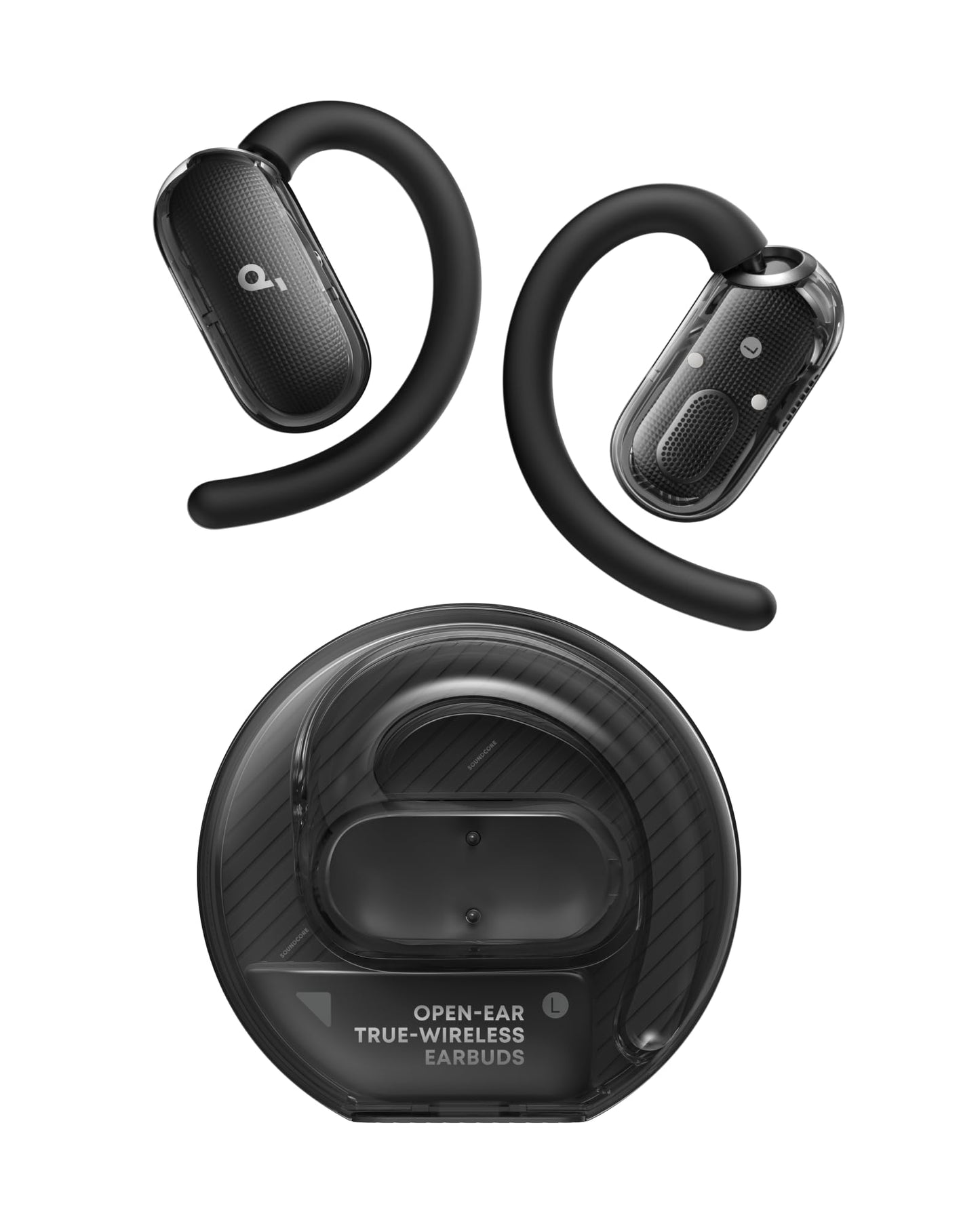 Soundcore V40i by Anker, Open-Ear Headphones, Clear Design, Lidless Case, 4 Adjustable Positions for Every Ear Size, Richer Bass, IP55, 21H Playtime, AI Clear Calls, Bluetooth 5.4, App Control