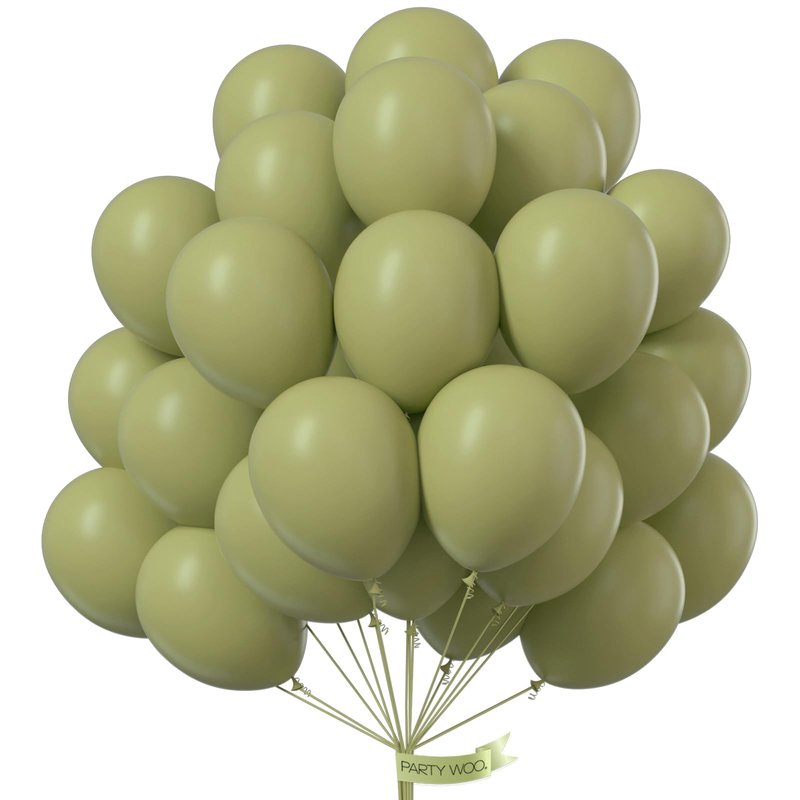 PartyWoo Sage Green Balloons 100pcs 12 Inch Olive Boho Green Latex Helium Balloons for Birthday Baby Shower Graduation Wedding Dinosaur Jungle Golf Football Baseball Theme Party Decorations Green-F11