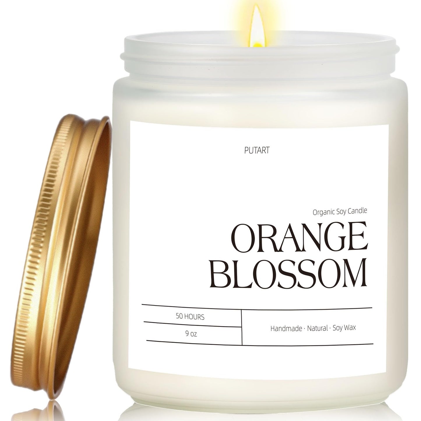 Putart Orange Blossom Candles for Home Scented, Natural Soy Wax Aromatherapy Non Toxic Candle for Stress Relief, Long Burning & Lasting Candle Gifts for Halloween, Birthday, Christmas, Thanksgiving