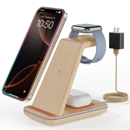 Wireless Charging Station for Apple - 3 in 1 Wireless Charger Stand Dock Watch and Phone Charger Station for Apple Watch 11/8/7/SE/6/5/4/3/2, iPhone 17 16-12 Pro Max SE XS X, Samsung, AirPods Pro/3/2