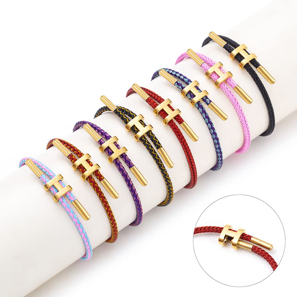 SPOMUNT Bracelets Fashion for Women Adjustable Bracelet, Gold-plated Buckle Design Titanium Steel Wire Rope Jewelry (White, Stainless Steel)