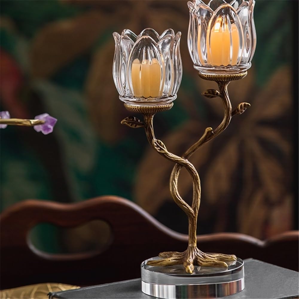 Candlestick Holders Creative Home Brass Crystal Glass Candle Holder Foyer Decoration Aromatherapy Candle Stand Candle Holders