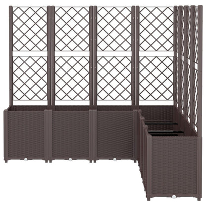 LNJXTVCQ Modular Garden Planter with Integrated Trellis, 63 x 63 x 55 Inch Brown Polypropylene Raised Bed for Climbing Plants, Large Outdoor Flower Box for Patio, Balcony, and Backyard