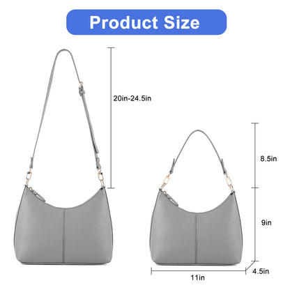 Keyli Women's Grey PU Leather Small Crossbody Bag with Zipper Clutch