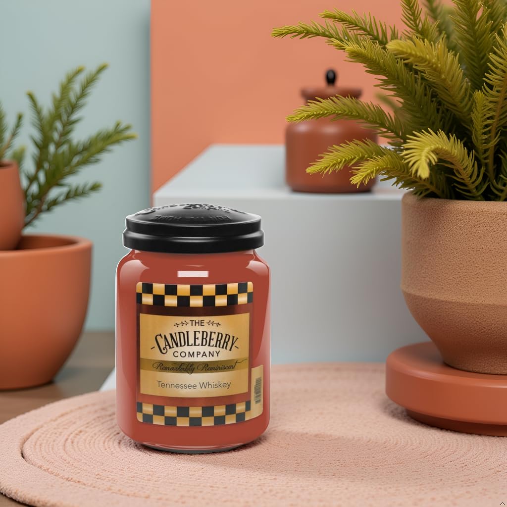 Candleberry Candles | Strong Fragrances for Home | Hand Poured in The USA | Highly Scented | 135 Hour Burn Time | Large Jar (Tennessee Whiskey)