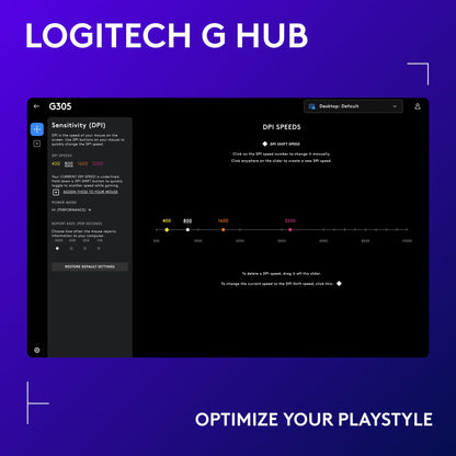 Logitech G305 LIGHTSPEED Wireless Gaming Mouse, Hero 12K Sensor, 12,000 DPI, Lightweight, 6 Programmable Buttons, 250h Battery Life, On-Board Memory, PC/Mac - White