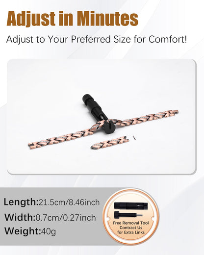 Jeracol Copper Bracelet & Ring for Women, 99.99% Pure Copper Magnetic Bracelet with 3500 Gauss, Adjustable Length Sizing Tool & Jewelry Box
