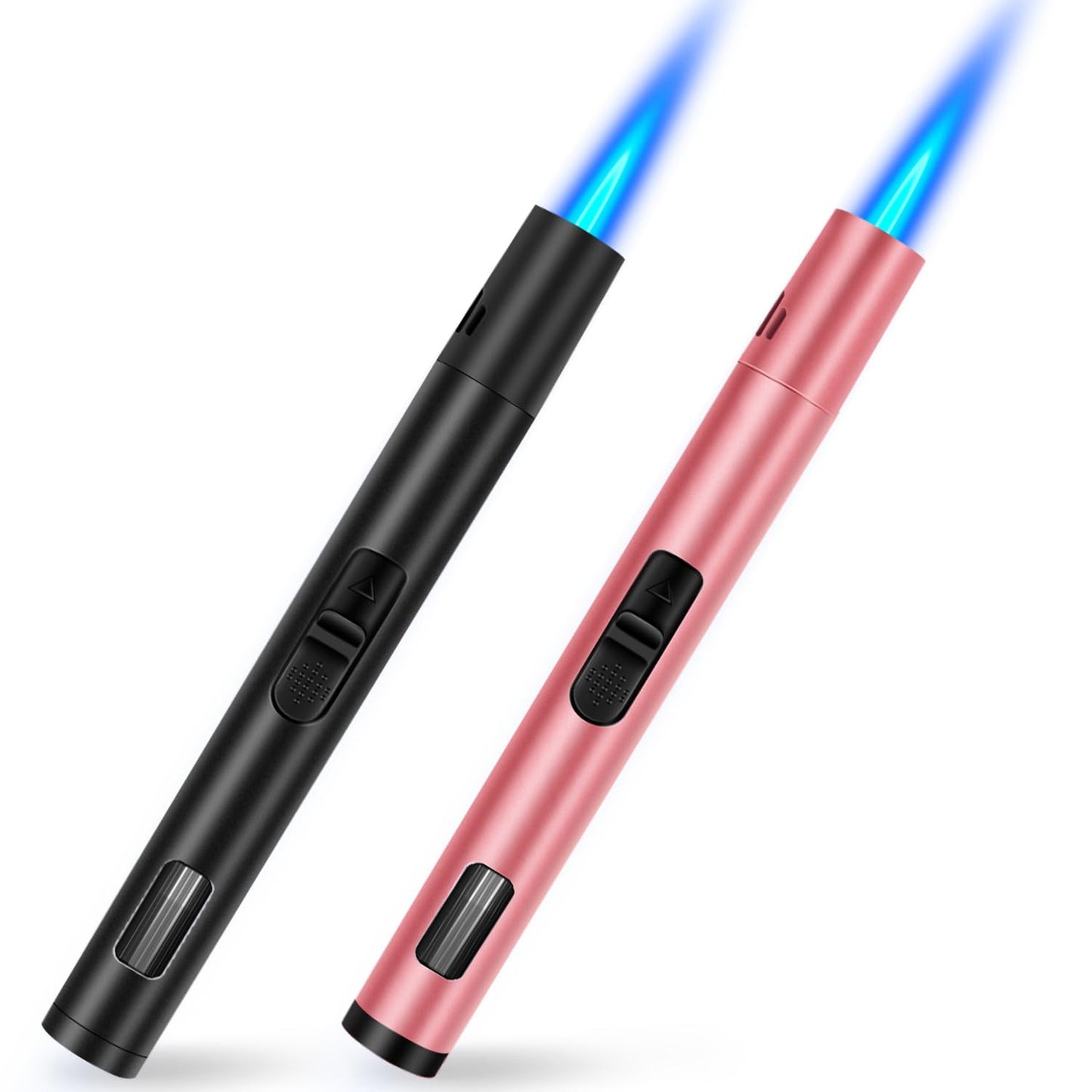LcFun Torch Lighters 2 Pack Refillable Butane Lighter, Butane NOT Included, Windproof Adjustable Jet Flame Long Lighters for Candle, Grill, BBQ, Camping